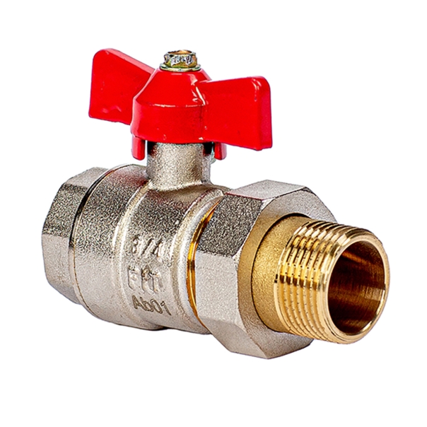 Zawór mosiężny kulowy wodny z półśrubunkiem 3/4