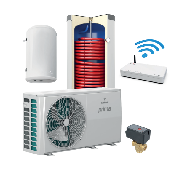 Pakiet pompa ciepła monoblok Galmet PRIMA 8 GT + zbiornik TOWER GRAND 200 l + bufor 60 l + zawór trójdrogowy + grzałka 6/4" 2 kW + sterownik SMART HOME SINUM Lite