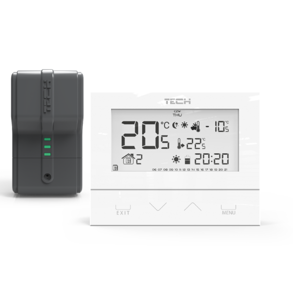 Sterownik pokojowy tygodniowy bezprzewodowy ST 292 V2 (3mm szkło) Biały TECH