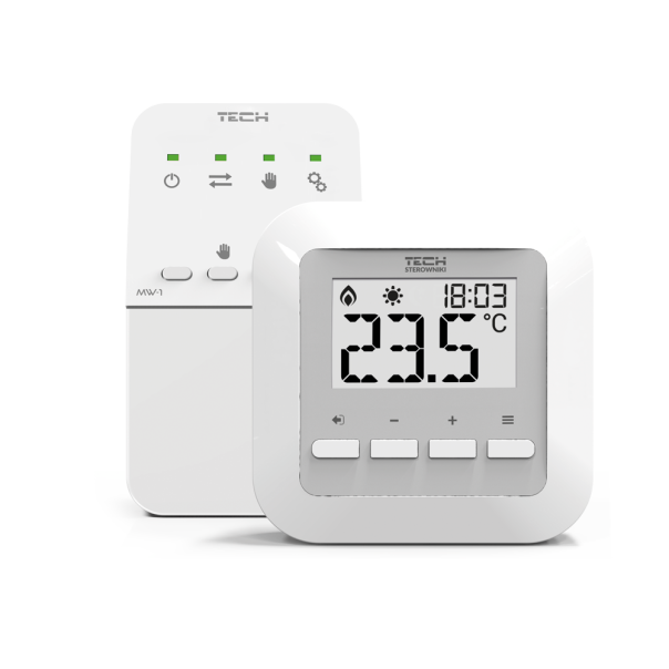 Regulator pokojowy bezprzewodowy dwustanowy (montaż natynkowy) BIAŁY  TECH