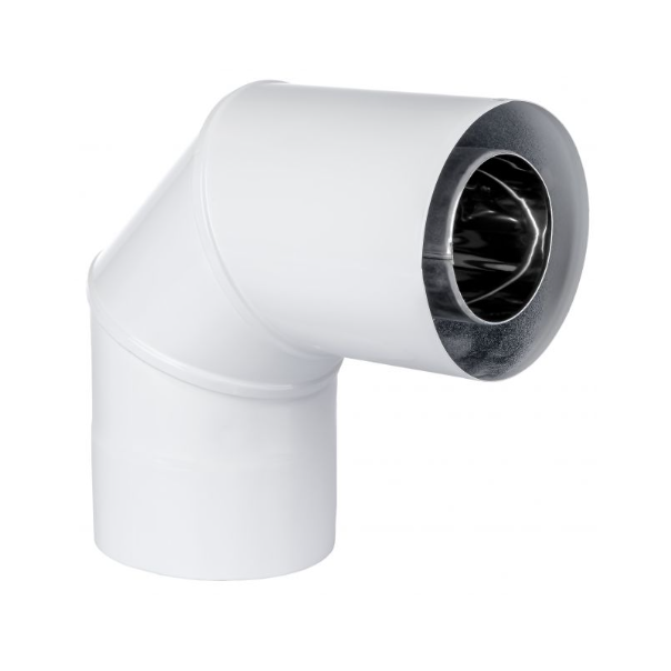 TURBO N Kolano dwuścienne 60/100 90° (nv) BIAŁE