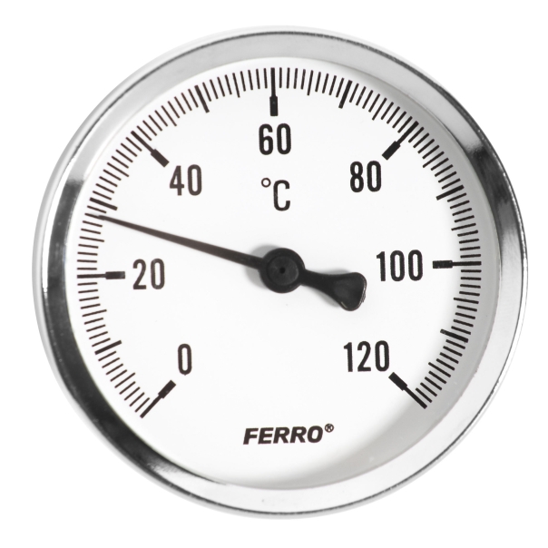 Termometr Ferro 63 mm 1/2" aksjalny 0-120°C
