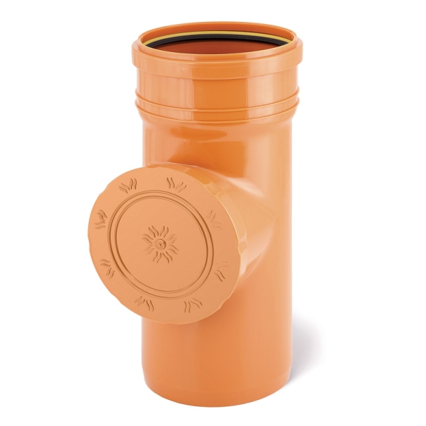 Czyszczak (rewizja) rynnowy z sitkiem 160 mm pomarańczowy