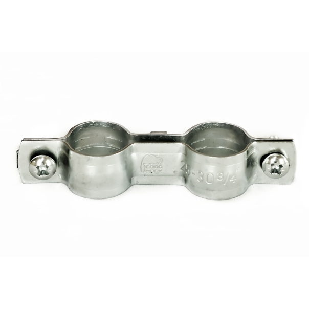 Uchwyt stalowy podwójny bez gumy, do rur 3/4" (25-34 mm)
