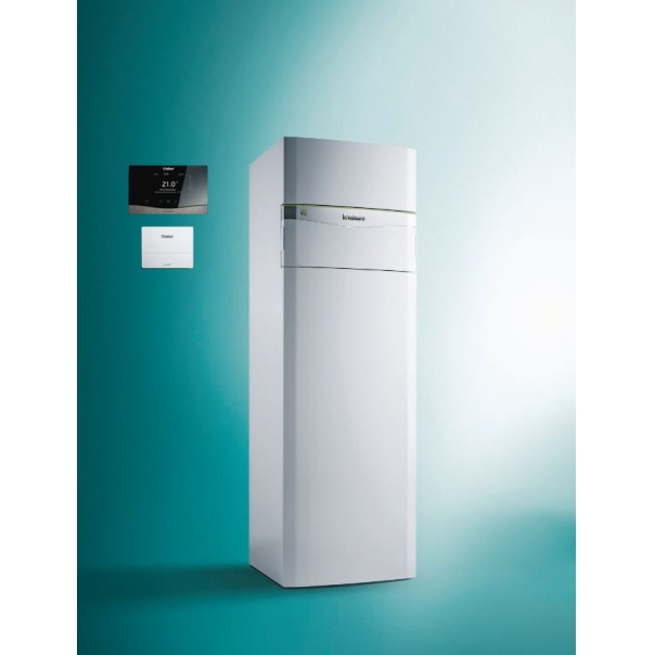 Pakiet pompa ciepła gruntowa Vaillant flexoCOMPACT VWF 88/4 moc 8,9 kW z wbudowanym zasobnikiem ze stali nierdzewnej 185l + regulator sensoCOMFORT VRC 720 + moduł internetowy VR 940f