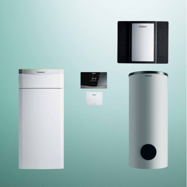 Pakiet pompa ciepła gruntowa Vaillant flexoTHERM VWF 117/4 moc 11,2 kW + zasobnik VIH RW 300/3BR + moduł chłodzenia pasywnego VWZ NC 11/4 + sensoCOMFORT VRC 720 + moduł internetowy VR 940f