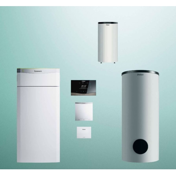 Pakiet pompa ciepła gruntowa Vaillant flexoTHERM VWF 117/4 moc 11,2 kW + zasobnik VIH RW 300/3BR + zbiornik buforowy VPS R 100/1M + sensoCOMFORT VRC 720 + moduł internetowy VR 940f