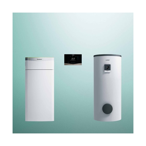 Pakiet pompa ciepła gruntowa Vaillant flexoTHERM VWF 197/4 + zasobnik c.w.u. VIH RW 400/3BR + sensoCOMFORT VRC 720 + moduł internetowy VR 940f