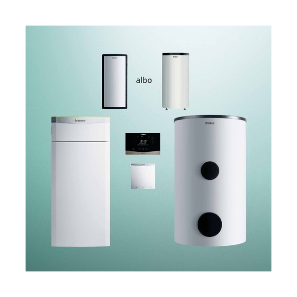 Pakiet pompa ciepła gruntowa Vaillant flexoTHERM VWF 157/4 + zasobnik c.w.u. VIH RW300/3BR + bufor VPS R 200/1B + sensoCOMFORT VRC 720 + moduł internetowy VR 940f