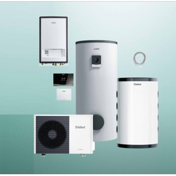 Pakiet pompa ciepła split Vaillant VWL 55/5AS + moduł naścienny VWL 57/5 IS 230/400V + zasobnik VIH RW 300l + zasobnik buforowy VPRW 50+ sterownik sensoCOMFORT VRC 720 + moduł internetowy VR 940f