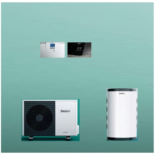 Pakiet pompa ciepła monoblok Vaillant VWL 55/6 A + zasobnik buforowy VP RW 50/3B + moduł sterowania VWZ Al + sterownik sensoCOMFORT VRC 720 + moduł internetowy VR 940f