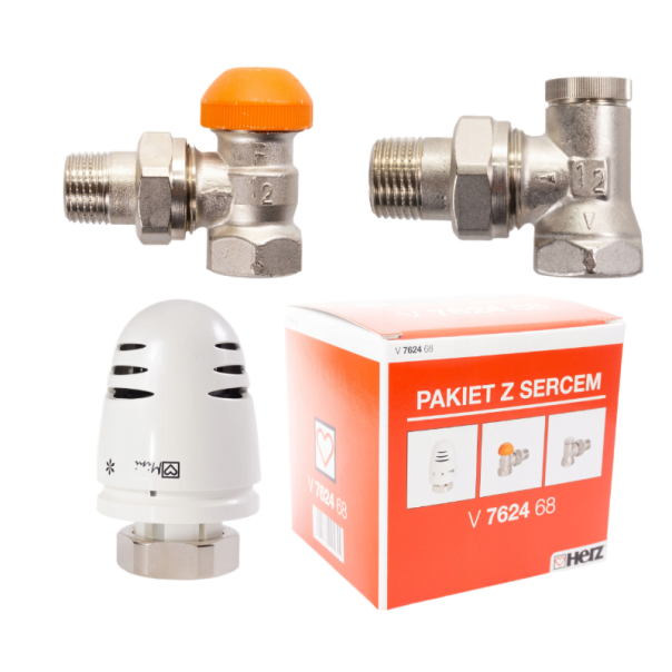 Zestaw grzejnikowy termostatyczny kątowy 1/2