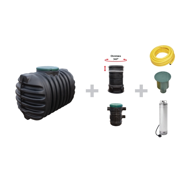 System Ogród Komfort 2800 L (Zbiornik Basic + pompa zatapialna NiRo 30 + ogrodowy punkt poboru wody)