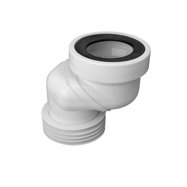 Podłączenie z mimośrodem 80 mm do WC, białe- krótkie 110 / 90 mm L=80 mm, z uszczelką kołnierzową 