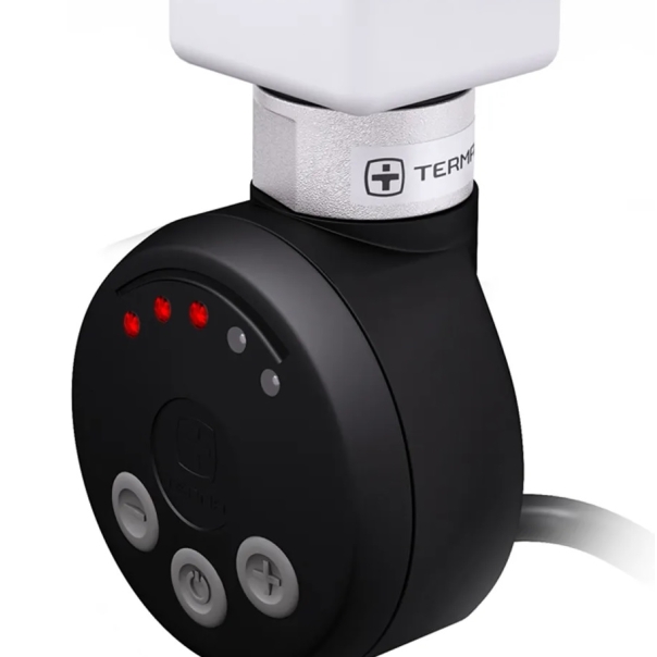 Grzałka do grzejnika łazienkowego MEG 800 W kabel prosty bez wtyczki z maskownicą Czarna TERMA