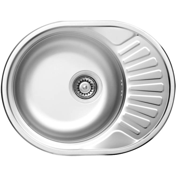 TWIST Zlewozmywak nierdzewny wpuszczany 1-komorowy z ociekaczem 570x450x160 mm z syfonem Satyna