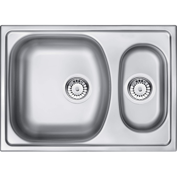 XYLO Zlewozmywak nierdzewny wpuszczany 1,5-komorowy 620x440x150 mm z syfonem Satyna 
