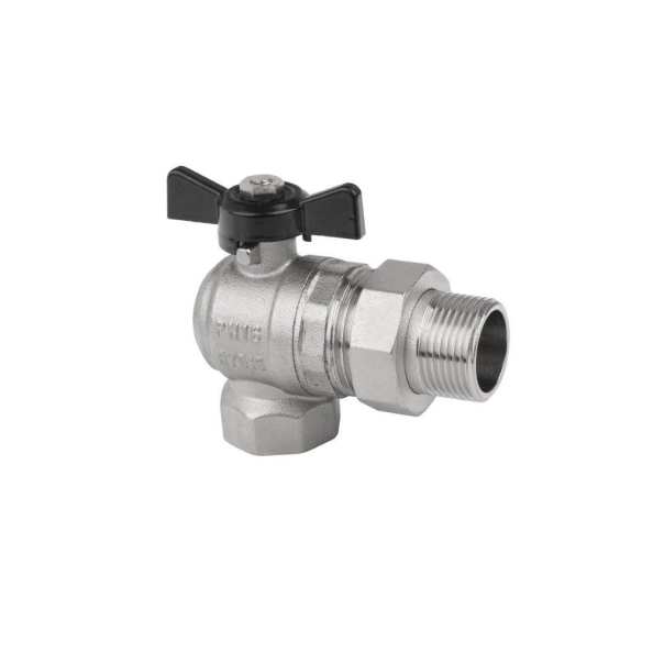 Zawór kulowy kątowy z półśrubunkiem i dławikiem 1/2
