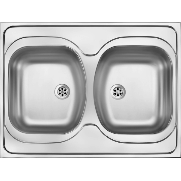 TANGO Zlewozmywak nierdzewny nakładany 2-komorowy 800x600x130 mm z syfonem Dekor 