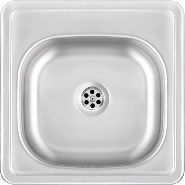 TECHNO Zlewozmywak nierdzewny wpuszczany 1-komorowy 380x380x150 mm z syfonem Satyna 