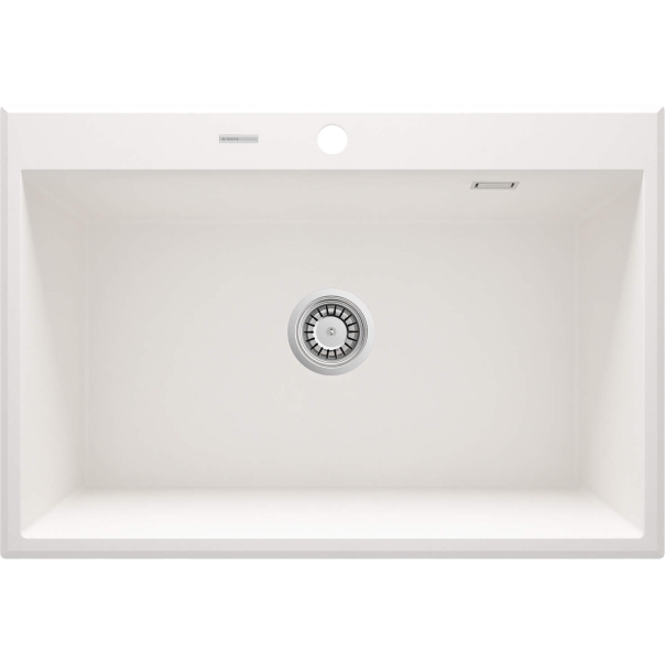 ERIDIAN Zlewozmywak granitowy 1-komorowy 700x520x197 mm z syfonem ALABASTER 