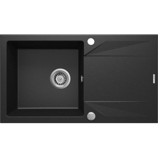 EVORA Zlewozmywak granitowy 1-komorowy z ociekaczem 780x440x180 mm z syfonem Grafitowy Metalik 