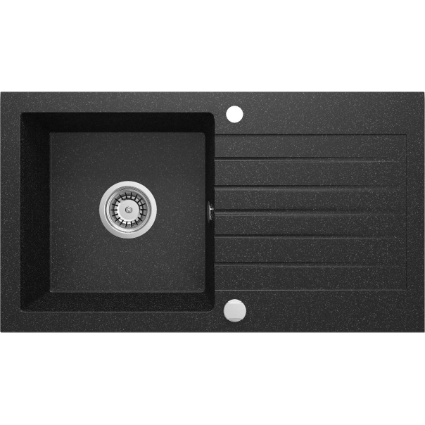 ZORBA Zlewozmywak granitowy 1-komorowy z ociekaczem 760x440x160 mm z syfonem Grafitowy