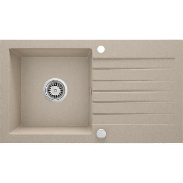 ZORBA Zlewozmywak granitowy 1-komorowy z ociekaczem 760x440x160 mm z syfonem Piaskowy 
