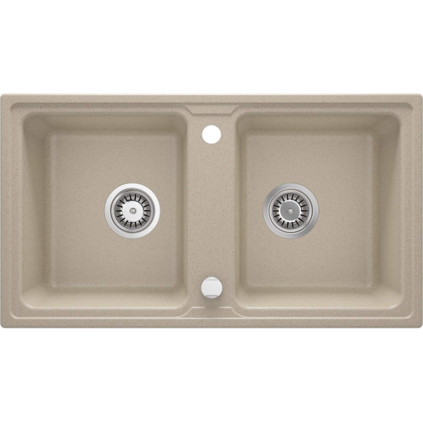 ZORBA Zlewozmywak granitowy 2-komorowy 780x435x180 mm z syfonem Piaskowy