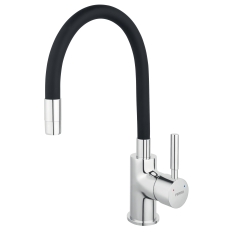 Bateria Ferro Zumba zlewozmywakowa, czarna elastyczna wylewka, chrom